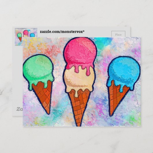 Ice Cream Cones Briefkaart (Voorkant / Achterkant)