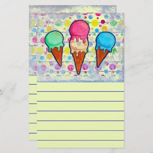 Ice Cream Cones Briefpapier (Voorkant / Achterkant)