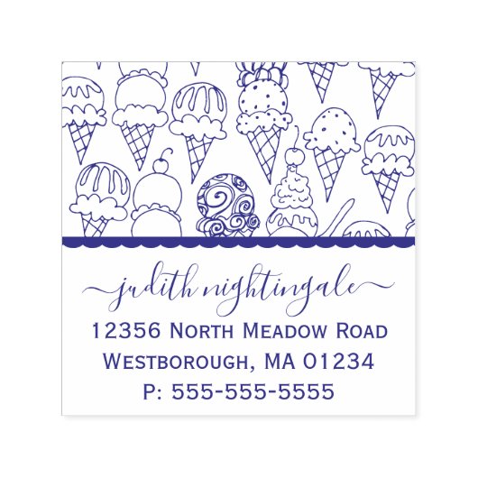 Ice Cream Cones Creëer Uw eigen retouradres Zelfinktende Stempel (Design)