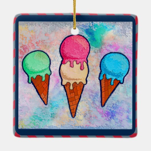 Ice Cream Cones keramisch Ornament (Achterkant)