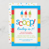 Ice Cream Cones Kleurrijke Verjaardag Uitnodiging (Voorkant / Achterkant)