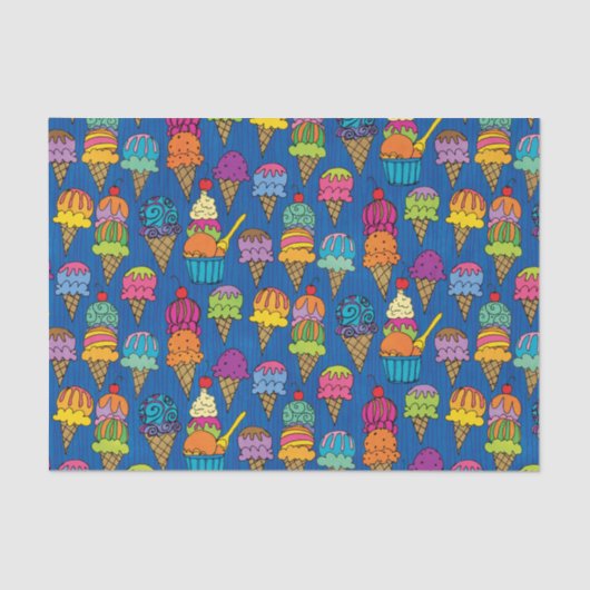 Ice Cream Cones on Blue Tissuepapier (Voorkant)