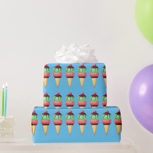 Ice Cream Cones Pattern Wrapping Paper Cadeaupapier (Feestgeschenken)