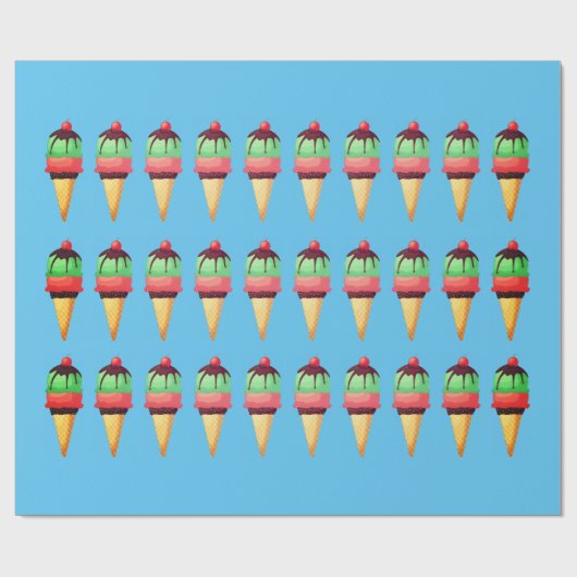 Ice Cream Cones Pattern Wrapping Paper Cadeaupapier (Vlak)