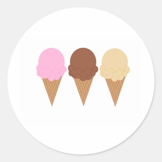 Ice Cream Cones Ronde Sticker (Voorkant)