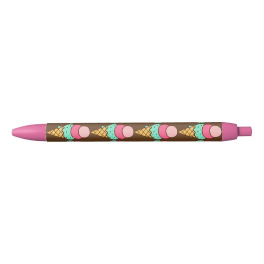 Ice Cream Cones Schattigee schrijfpen Zwarte Inkt Pen (Voorkant)