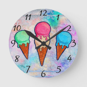 Ice Cream Cones Wall Clock Ronde Klok