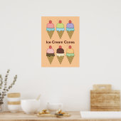 Ice Cream Cones with Cherries Poster (Keuken)