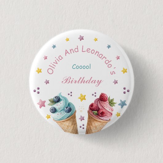 Ice Cream Cool verjaardagsfeestje Ronde Button 3,2 Cm (Voorkant)