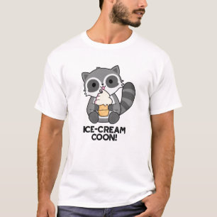 Ice Cream Coon Grappige Dierlijke Racoon Pun T-shirt