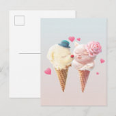 Ice Cream Couple - Liefde bij de eerste klik Aankondigingskaart (Voorkant / Achterkant)