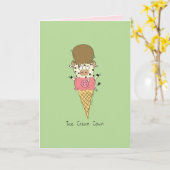 Ice Cream Cown - Grappige Koe Pun Kaart (Gele Bloem)