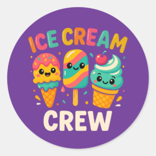 Ice Cream Crew Schattige Ice Cream Ronde Sticker