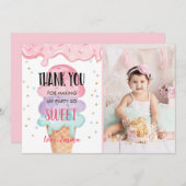 Ice Cream Dank je hier is de Scoop Pink Confetti Kaart (Voorkant / Achterkant)