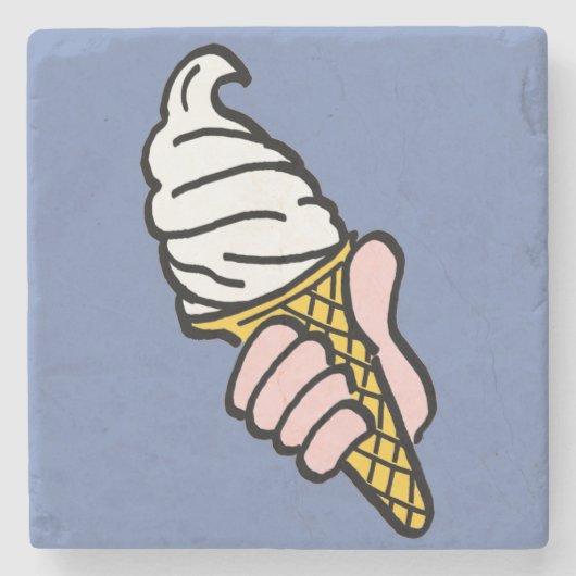 Ice Cream Design met Ice Cream Cone op een Stenen Onderzetter (Voorkant)