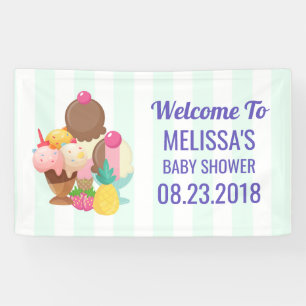 Ice Cream Desserts Baby shower Welkom Spandoek