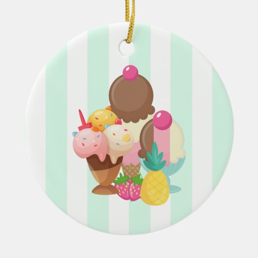 Ice Cream Desserts Neopolitan Flavors Keramisch Ornament (Voorkant)