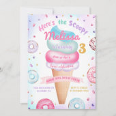 Ice Cream Donut Hier is de Scoop verjaardag Kaart (Voorkant)