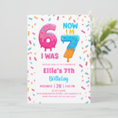 Ice Cream Donut Six Seven Girl Birthday Invitation (Debout devant)