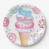 Ice Cream Donut Verjaardagsfeestje Papier Borden Papieren Bordje (Voorkant)