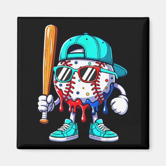 Ice Cream Drip Baseball Sts Baseball Lifestyle Boy Magneet (Voorkant)
