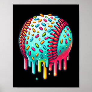 Ice Cream Drip Baseball Stuff Baseball Drip voor B Poster