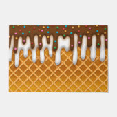 Ice Cream Drip Waffle Cone Chocolate and Vanilla Deurmat (Voorkant)