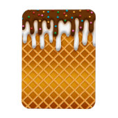 Ice Cream Drip Waffle Cone Chocolate and Vanilla Magneet (Verticaal)