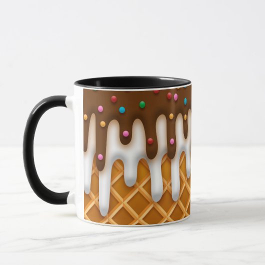 Ice Cream Drip Waffle Cone Chocolate and Vanilla Mok (Links)