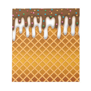 Ice Cream Drip Waffle Cone Chocolate and Vanilla Notitieblok