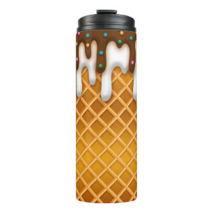 Ice Cream Drip Waffle Cone Chocolate and Vanilla Thermosbeker