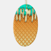 Ice Cream Drip Waffle Cone Mint with Sprinkles Keramisch Ornament (Rechts)