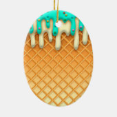 Ice Cream Drip Waffle Cone Mint with Sprinkles Keramisch Ornament (Achterkant)