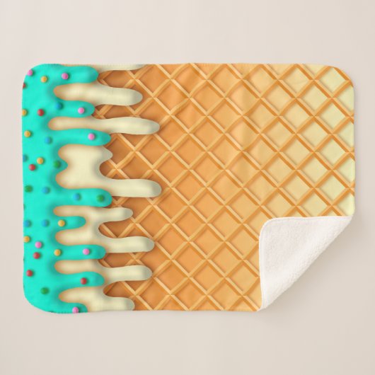Ice Cream Drip Waffle Cone Mint with Sprinkles Sherpa Deken (Voorkant (horizontaal))