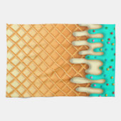 Ice Cream Drip Waffle Cone Mint with Sprinkles Theedoek (Horizontaal)