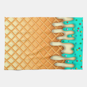 Ice Cream Drip Waffle Cone Mint with Sprinkles Theedoek