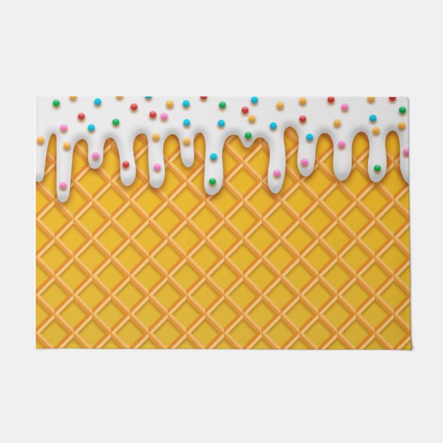 Ice Cream Drip Waffle Cone with Sprinkles Deurmat (Voorkant)