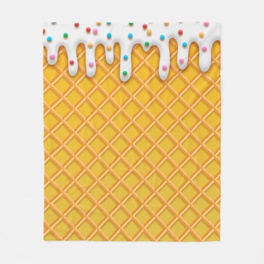 Ice Cream Drip Waffle Cone With Sprinkles Fleece Deken (Voorkant)