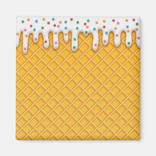 Ice Cream Drip Waffle Cone with Sprinkles Magneet (Voorkant)