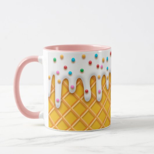 Ice Cream Drip Waffle Cone with Sprinkles Mok (Links)