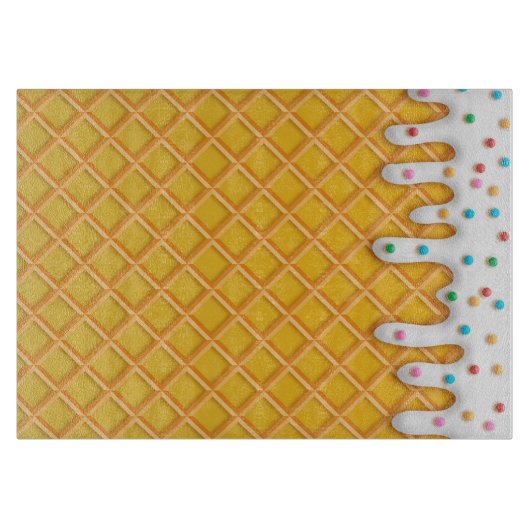 Ice Cream Drip Waffle Cone with Sprinkles Snijplank (Voorkant)