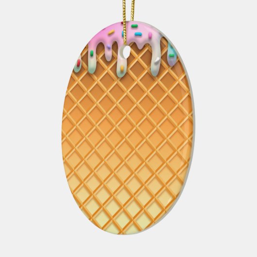 Ice Cream Drip Waffle Roze met sprinken Keramisch Ornament (Links)