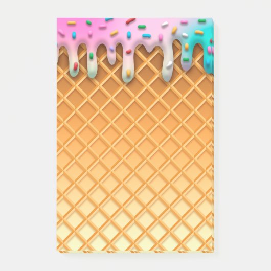 Ice Cream Drip Waffle Roze met sprinken Post-it® Notes (Voorkant)