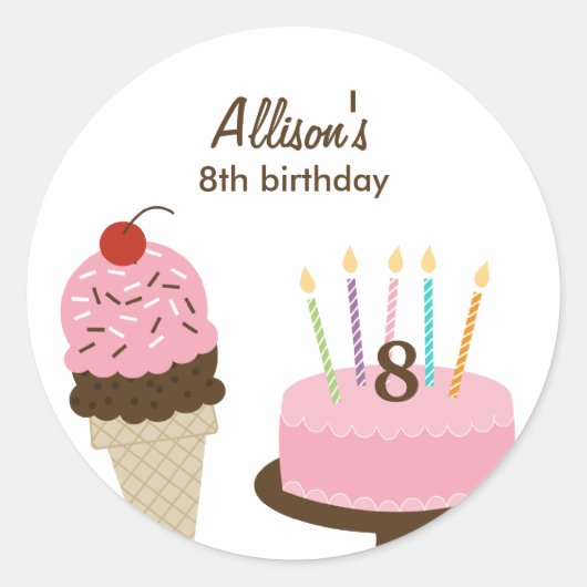 Ice Cream en Cake Favor Sticker of Envelope Seal (Voorkant)