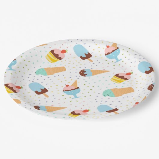 Ice Cream en Confetti  Papieren Bordje (Gekanteld)