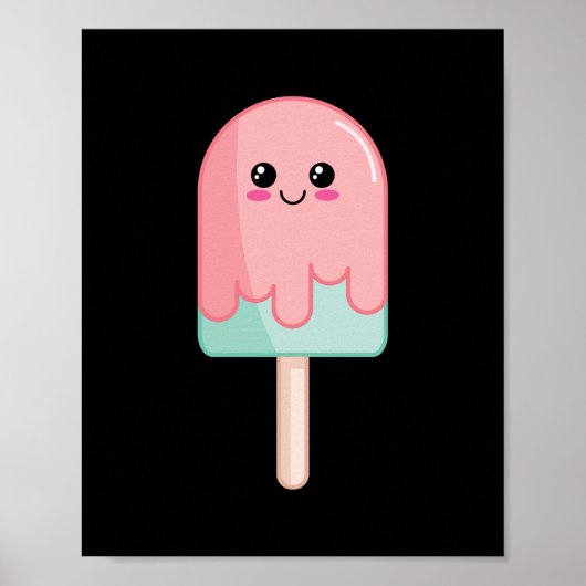 Ice Cream Face Kawaii Food Art Poster (Voorkant)