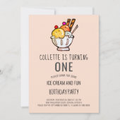 Ice Cream First Birthday Invitation (Devant)