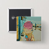 Ice cream flavor vierkante button 5,1 cm (Voorkant /achterkant)