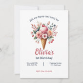 Ice Cream Floral Berry Cool Girl Verjaardagsfeestj Kaart (Voorkant)