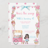 Ice Cream & Floral Verjaardag Uitnodiging (Voorkant / Achterkant)